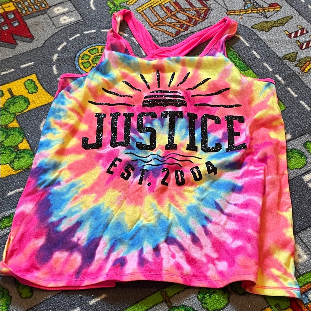 Justice Neon Tie-Dye Tank in Pink, Yellow & Blue